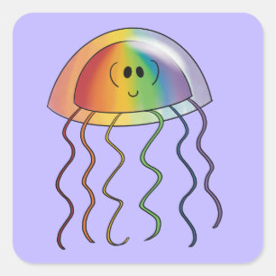 Rainbow-Qualle Quadratischer Aufkleber