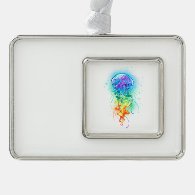 Rainbow-Qualle Rahmen-Ornament Silber (Vorderseite)