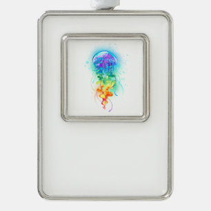 Rainbow-Qualle Rahmen-Ornament Silber