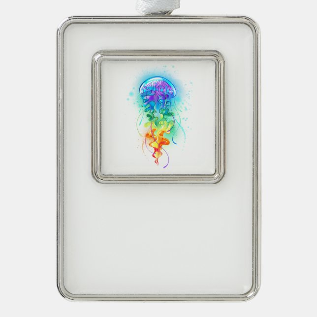 Rainbow-Qualle Rahmen-Ornament Silber (Vorderseite)