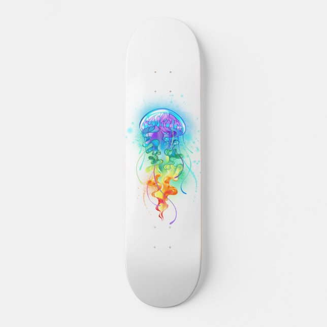 Rainbow-Qualle Skateboard (Vorderseite)