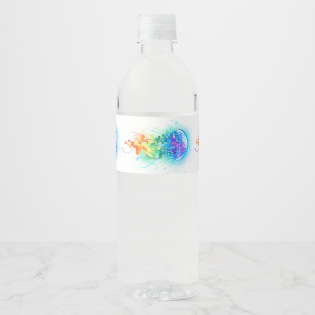 Rainbow-Qualle Wasserflaschenetikett (Vorderseite)