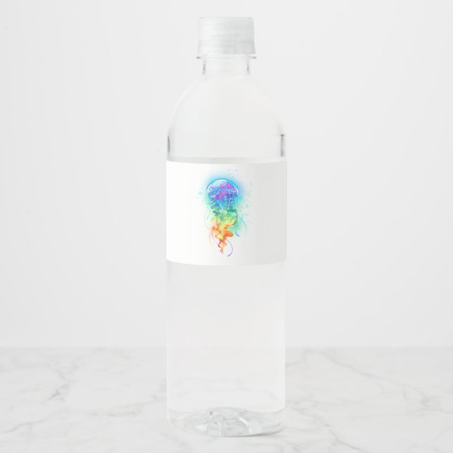 Rainbow-Qualle Wasserflaschenetikett (Vorderseite)