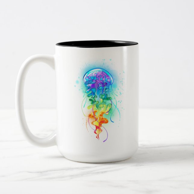 Rainbow-Qualle Zweifarbige Tasse (Links)