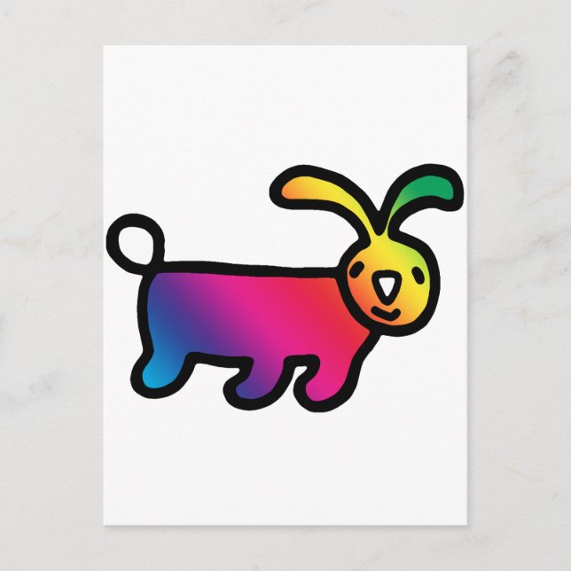 Rainbow Rabbit Postkarte (Vorderseite)
