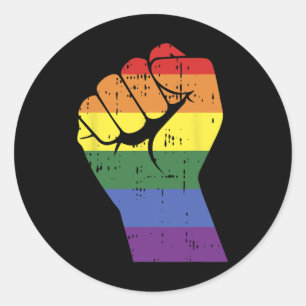 Rainbow Rainbow-Hand-Gay-Bbt-Stolperstütze Runder Aufkleber