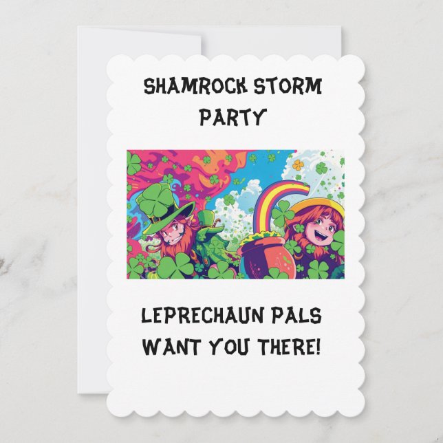 Rainbow Rave Time Kiddies St. Patrick's Invitation Einladung (Vorderseite)