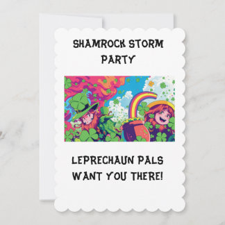 Rainbow Rave Time Kiddies St. Patrick's Invitation Einladung