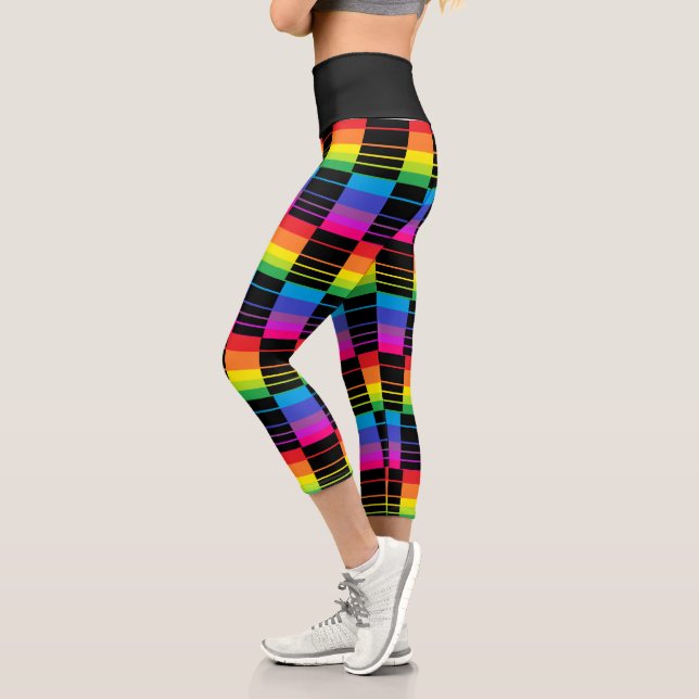 Rainbow-Rechtecke Hoch-Waist-Yoga-Ameisen Capri Leggings (Links)