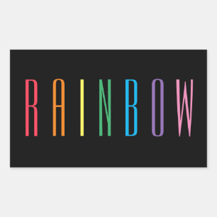 RAINBOW-Rectangle-Aufkleber / Schwarz Rechteckiger Aufkleber