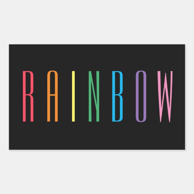 RAINBOW-Rectangle-Aufkleber / Schwarz Rechteckiger Aufkleber (Vorderseite)
