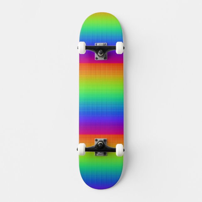 Rainbow Red Orange Yellow Green Lila Art Skateboard (Vorderseite)