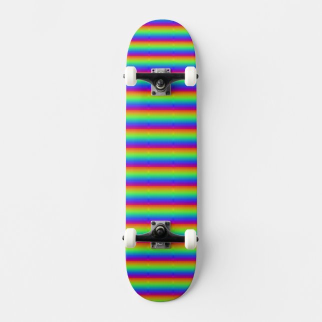 Rainbow Red Orange Yellow Green Lila Art Skateboard (Vorderseite)