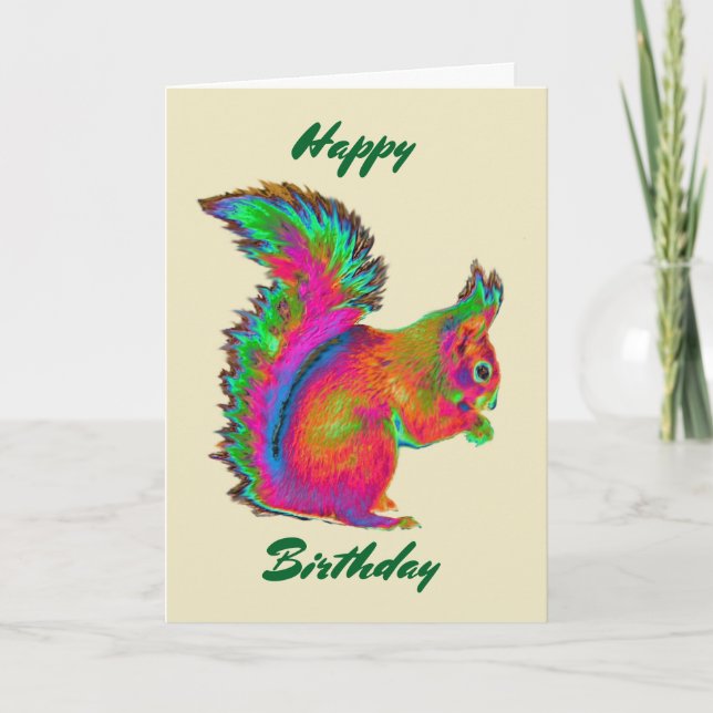 Rainbow Red Squirrel. Alles Gute zum Geburtstag. Karte (Vorderseite)