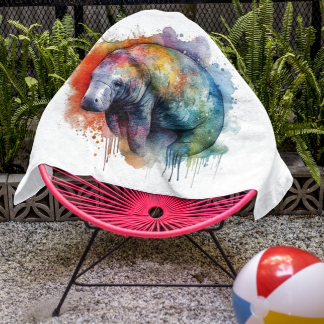 Rainbow Reef Manatee, kundenspezifisch Badehandtuch (Von Creator hochgeladen)