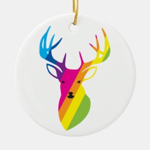 Rainbow Reindeer Keramikornament