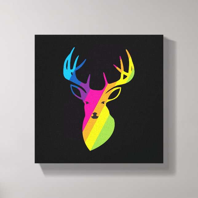 Rainbow Reindeer Leinwanddruck (Vorderseite)