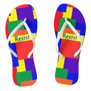 Rainbow Resist Textured Quilt Design Flip Flops