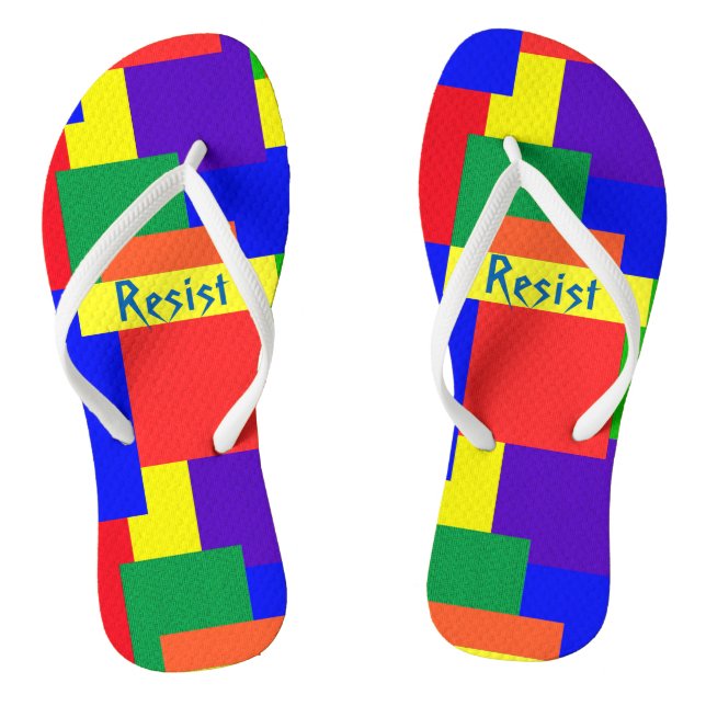 Rainbow Resist Textured Quilt Design Flip Flops (Fußbett)