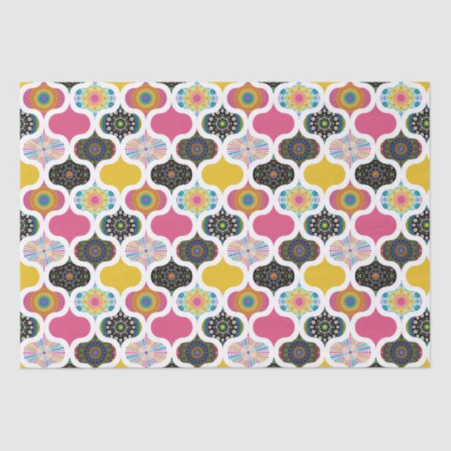 Rainbow Retro Dot Mandala Patchwork Ogee Craft Seidenpapier (Vorderseite)