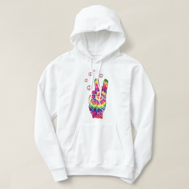 Rainbow Retro Gefärbte Krawatte Psychedelic Peace  Hoodie (Design vorne)