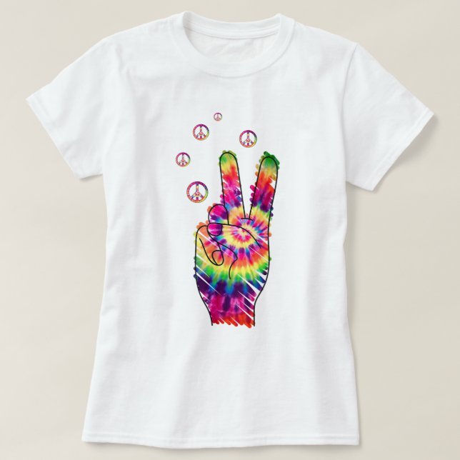 Rainbow Retro Gefärbte Krawatte Psychedelic Peace  T-Shirt (Design vorne)