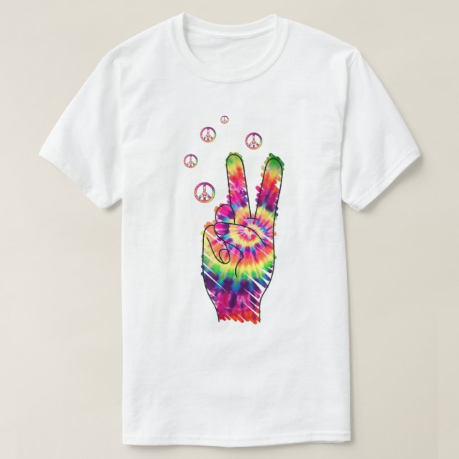 Rainbow Retro Gefärbte Krawatte Psychedelic Peace  T-Shirt (Design vorne)