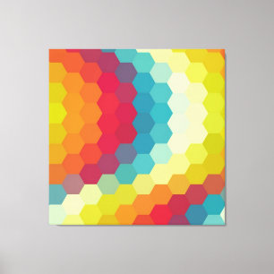 Rainbow Retro Hexagonal Nahtloses Muster Leinwanddruck