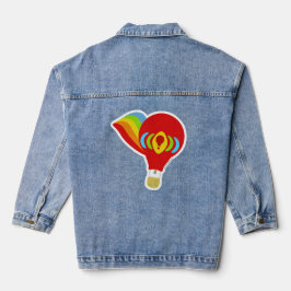 Rainbow Retro Hot Air Ballon Cartoon Illustration Jeansjacke