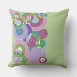 Rainbow Retro Spiral Art Abstraction Dusty Lilac Kissen