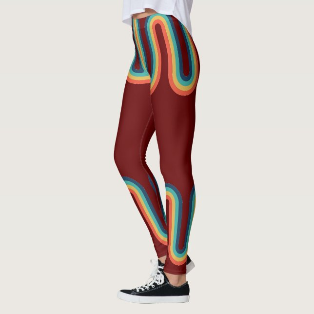 Rainbow Retro Stripe Vintag Style Leggings (Links)