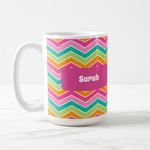 Rainbow Retro Zickzags hell Kaffeetasse