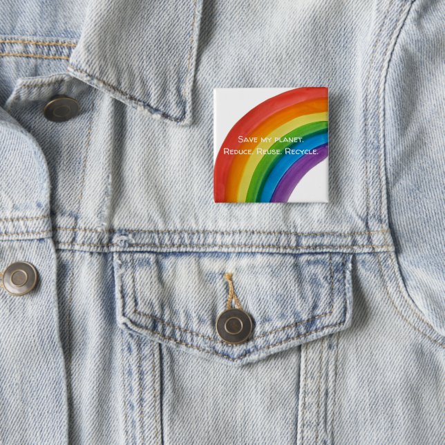 RAINBOW Rette meinen Planeten (anpassbar) Button (Beispiel)