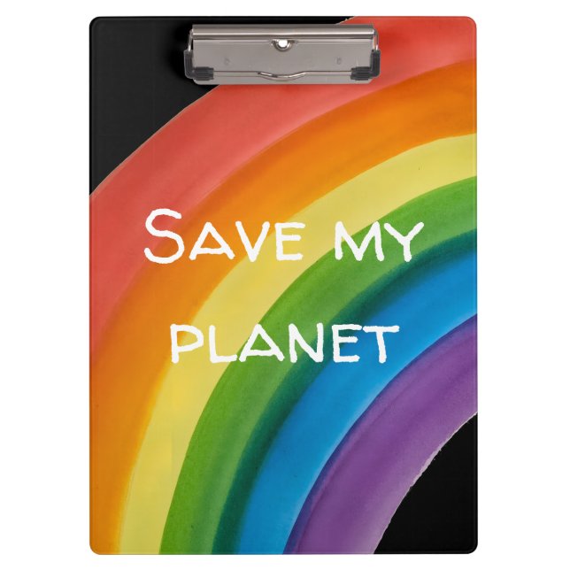 RAINBOW Rette meinen Planeten (anpassbar) Klemmbrett (Vorderseite)