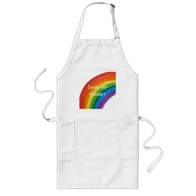 RAINBOW Rette meinen Planeten (anpassbar) Lange Schürze (Vorne)