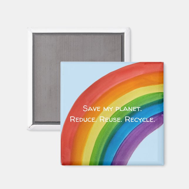 RAINBOW Rette meinen Planeten (anpassbar) Magnet (Vorderseite/Rückseite)