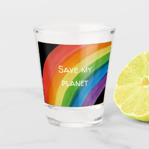 RAINBOW Rette meinen Planeten (anpassbar) Schnapsglas