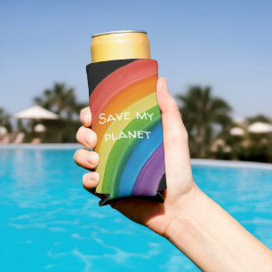 RAINBOW Rette meinen Planeten (anpassbar) Selters Dosenkühler