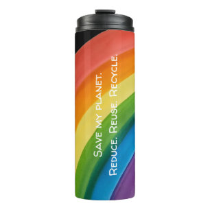 RAINBOW Rette meinen Planeten (anpassbar) Thermosbecher