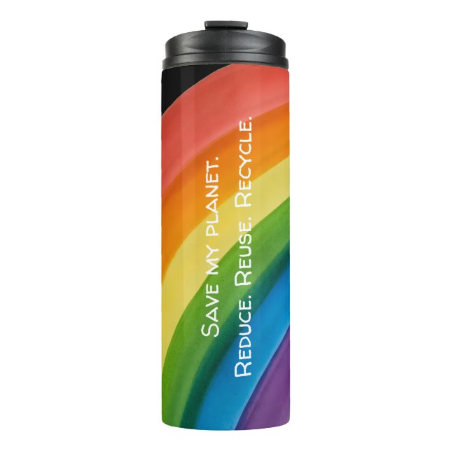 RAINBOW Rette meinen Planeten (anpassbar) Thermosbecher (Vorderseite)