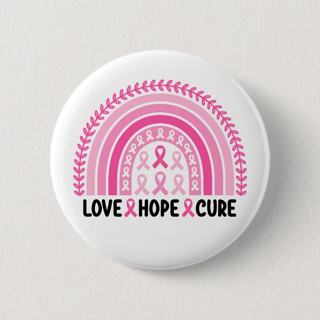 Rainbow Ribbon Breast Cancer Awareness Button (Vorderseite)