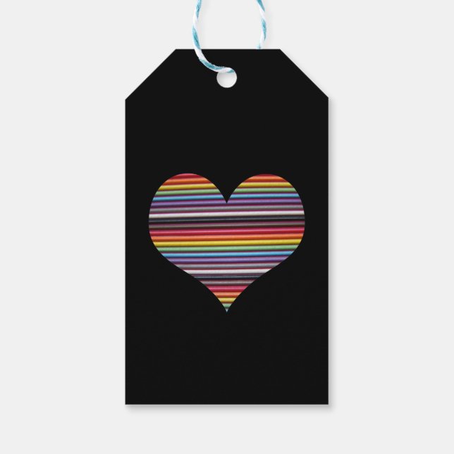 Rainbow Ribbon Cable Heart Geschenk Tag Geschenkanhänger (Rückseite)