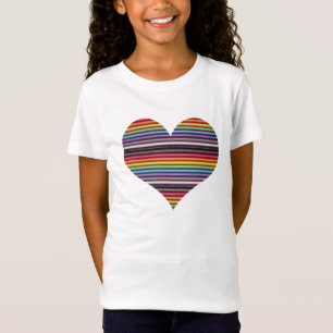Rainbow Ribbon Cable Heart Girl's T - Shirt