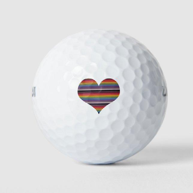 Rainbow Ribbon Cable Heart Golf Ball (Vorderseite)