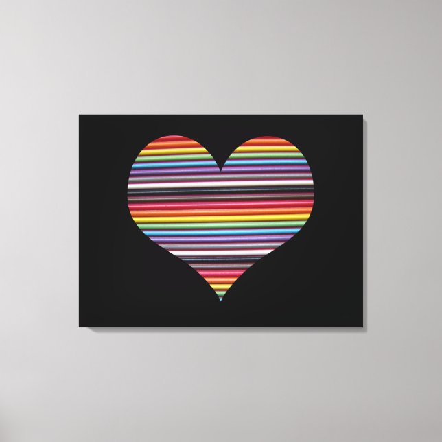 Rainbow Ribbon Kabelherz Wrapped Canvas Print Leinwanddruck (Vorderseite)