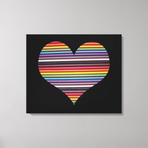 Rainbow Ribbon Kabelherz Wrapped Canvas Print Leinwanddruck