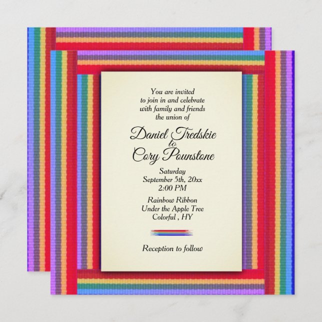 Rainbow Ribbon Wedding Einladung