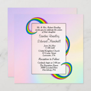 Rainbow Ribbon Wedding Einladung