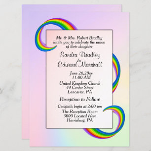 Rainbow Ribbon Wedding Einladung