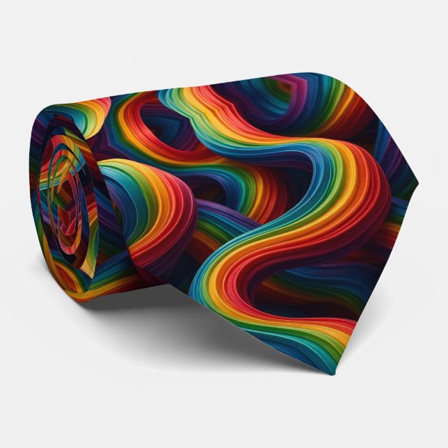 Rainbow Ribbons Abstract Neck Tie Krawatte (Gerollt)